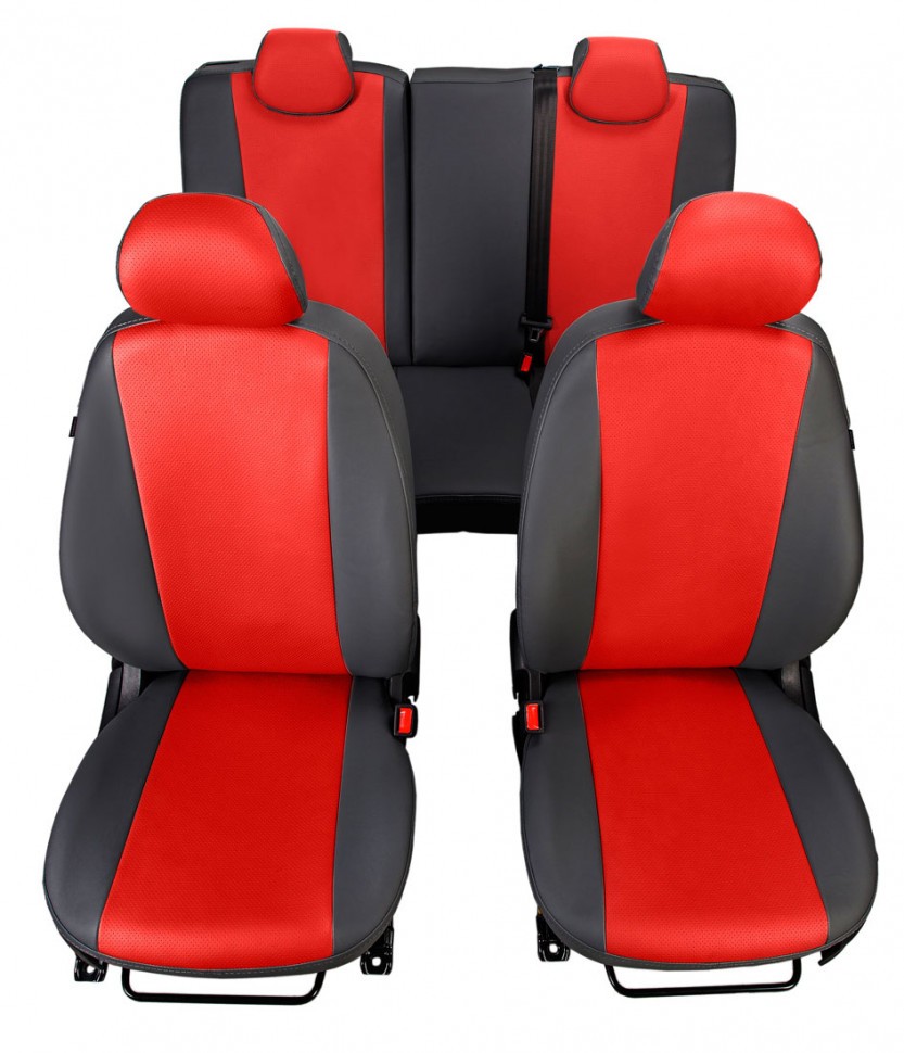 Авточехлы на Honda Civic VIII (Седан) "Лима" экокожа, черно-красный