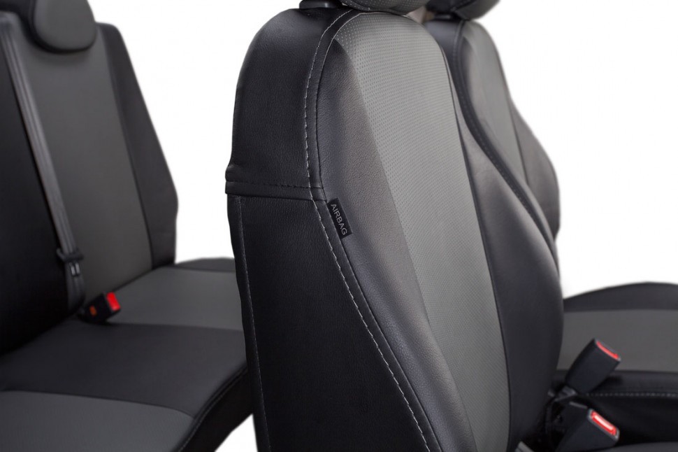 Авточехлы на Honda Civic VIII (Седан) "Лима" экокожа, черно-серый