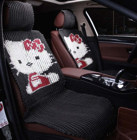 Накидка автопилот плетеная "Hello Kitty" черный