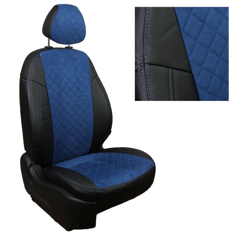 Авточехлы на Volkswagen Jetta V / Golf V/VI "Ромб" алькантара/экокожа, черно-синий