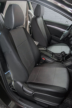 Авточехлы на Hyundai i40 I (Рестайлинг) "Почин" экокожа, черно-серый